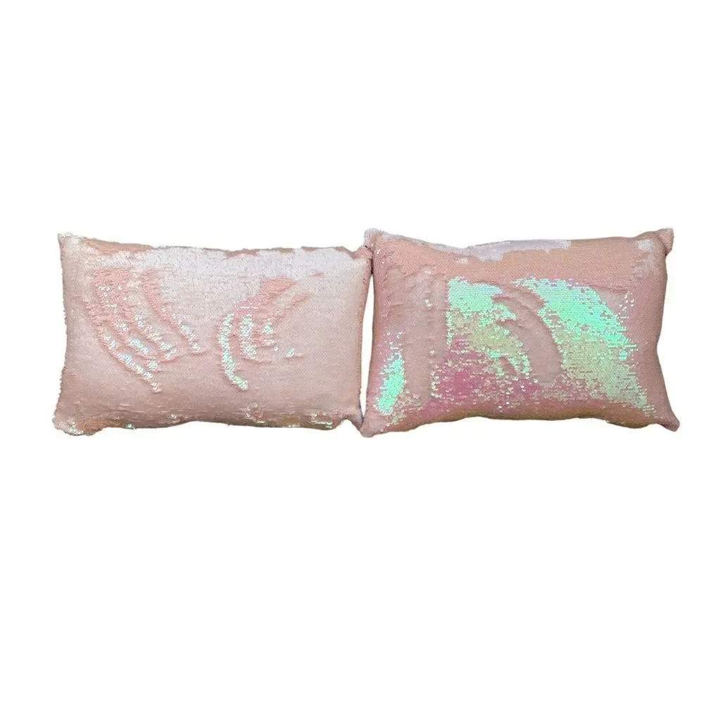 NWOT NEW Two (2) Aviva Stanoff Peach Metallic Sequin Luxury Accent Pillows